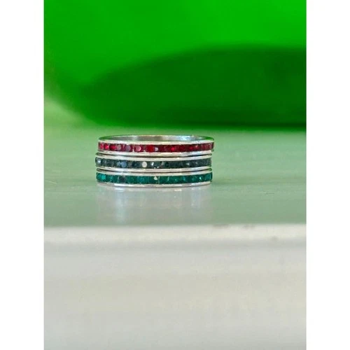 Vintage Sterling Silver Eternity Stacking Rings Size 7.5