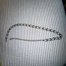 Vintage Silver-Tone Geometric Link Chain Belt Y2K Minimalist Industrial Style 