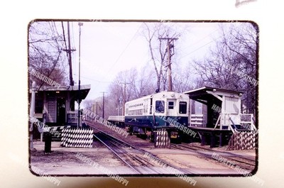 35mm Dia, CTA E LINE @ LINDEN MAY-70 ORIG CHICAGO RAILROAD TRAIN