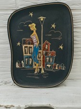 Große Ruscha Keramik Wandplatte / Wandteller - Paris 50er Jahre - Vintage