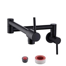 Kitchen Pot Filler Folding Faucet Brass Double Joint Swing Arm Sink Matt Black