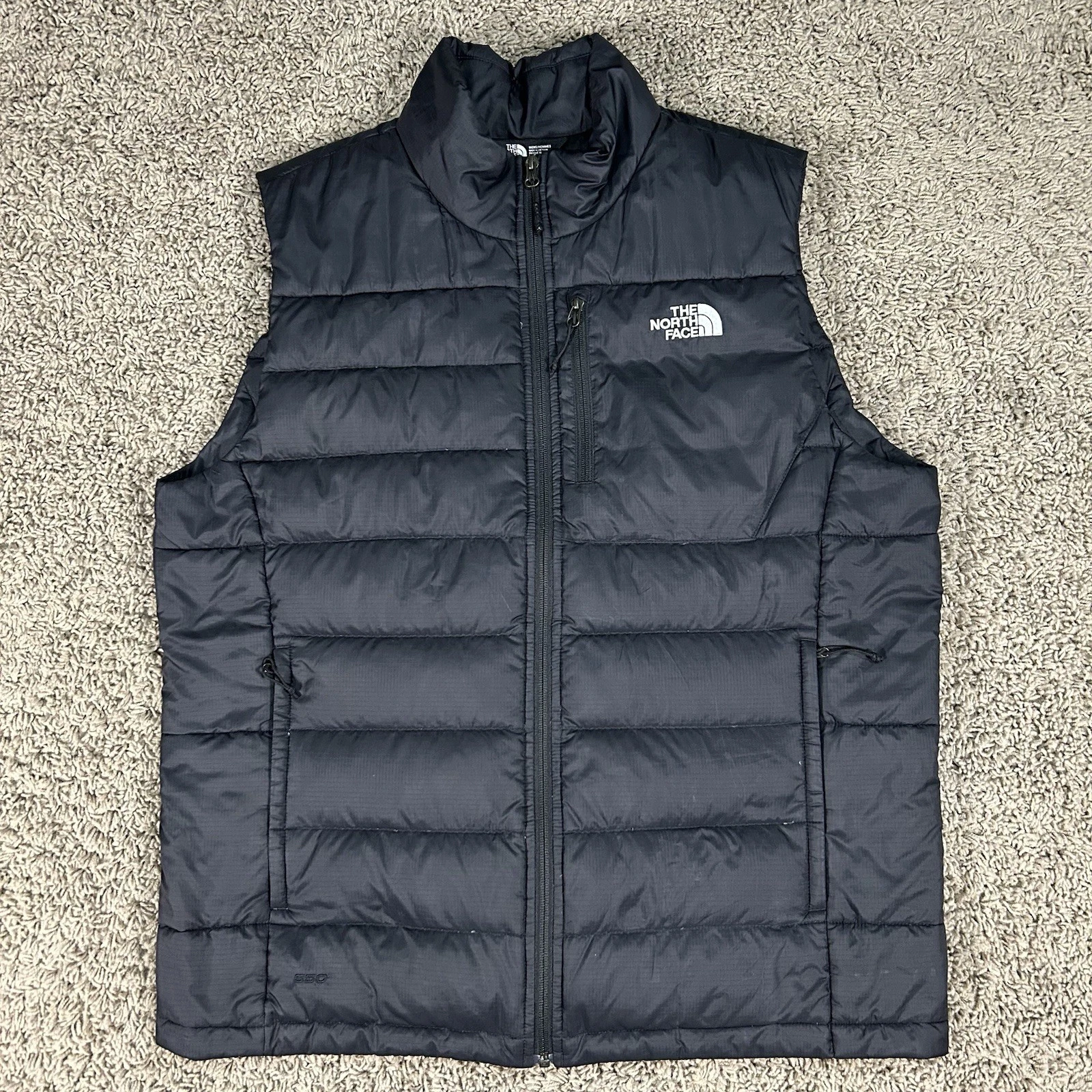 The North Face Mens Large Puffer Vest Insulated 550 Goose Down Quilted Full Zip