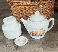 Vintage Porcelier Teapot Fireplace Scene Ceramic Tea Pot Made in USA 1940s
