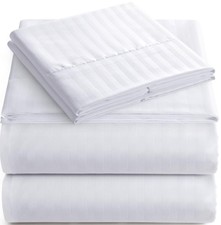 Full Sheet Set - 4-Piece Striped Full Size Bed Sheets - Soft Cooling Deep Pock
