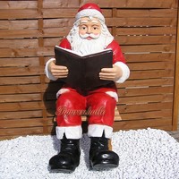 Weihnachtsmann Sitzend Figur Statue Skulptur Nikolaus Deko Weihnacht Bank Advent