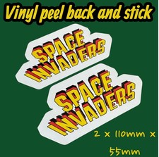 Space Invaders  X2 Classic 1980's Logo Vinyl Sticker Decal Arcade Gaming Machine