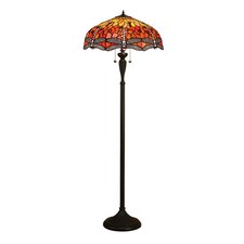 Tiffany Table Light Floor Bronze Dragonfly Flame 2 Orange Dark Interiors 1900