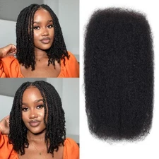 Afro Kinkys Bulk Human Hair, 12 inch 4c Kinky Curly Human Hair for Twist/Perm...