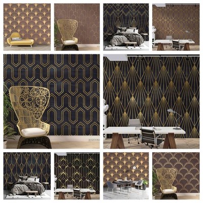 3D Geometric Pattern Gold Self-adhesive Wallpaper Removable Wallpaper Wall Mural