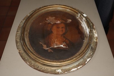 Antique Oil on Canvas MARTHA WASHINGTON Gold Gilt Frame FOR RESTORATION