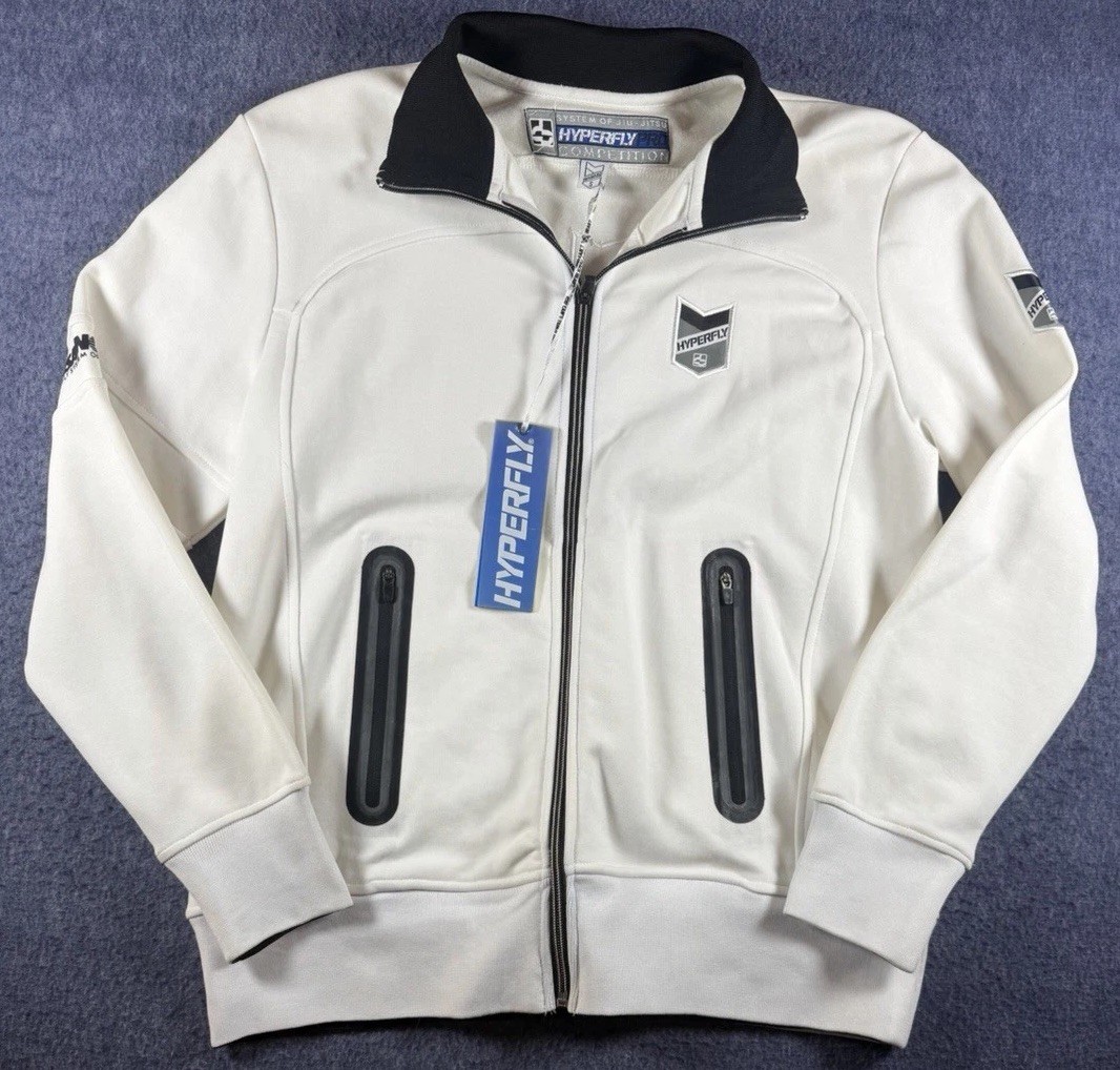 Hyperfly Track Jacket Mens Small White Jiu Jitsu Performance Do Or Die Full Zip