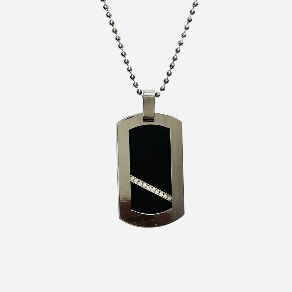 14k Yellow Gold Titanium Diamond Dog Tag REVV Pendant Stainless 