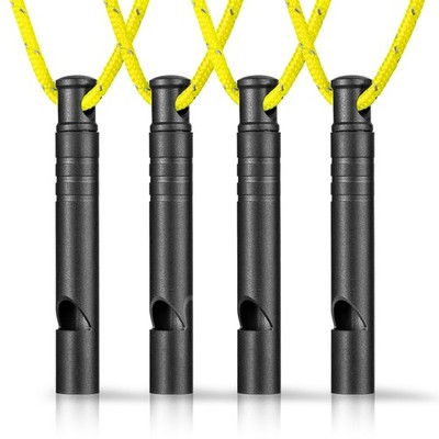 4 Pcs Titanium Emergency Whistles 120db with Lanyard for Outdoor Hiking Coach