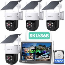 Solar Cameras Wireless Outdoor with 10'' Monitor, 4pcs 2K 3MP Solar Powered Home