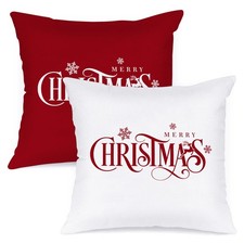 Lanpn 20x20 Red Christmas Lumbar Pillow Covers Set of 2, Xmas Decorations Cus...