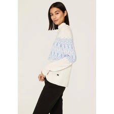 A25 BOGNER FIRE  ICE Carin Ribbed Trim Soft Relaxed Fit Pullover Sweater Sz S