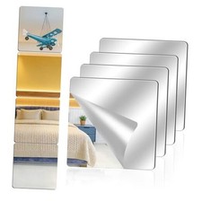 4 Pack Acrylic Mirrors for Wall,8 x 8 Inch Self Adhesive Frameless 4Pcs 8 8inch