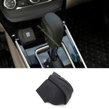 Funda de perilla de cambio de marchas para consola central de cuero negro para Nissan Sentra 2013-2019