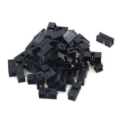 Pitch 2.54mm DC3-10 Pin Straight Male Shrouded PCB IDC Socket Box Header 50 Pcs