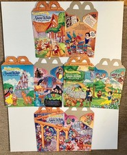 Snow White  Seven Dwarfs Happy Meal Box Set of 4 from McDonalds NEW FLAT UNUSED