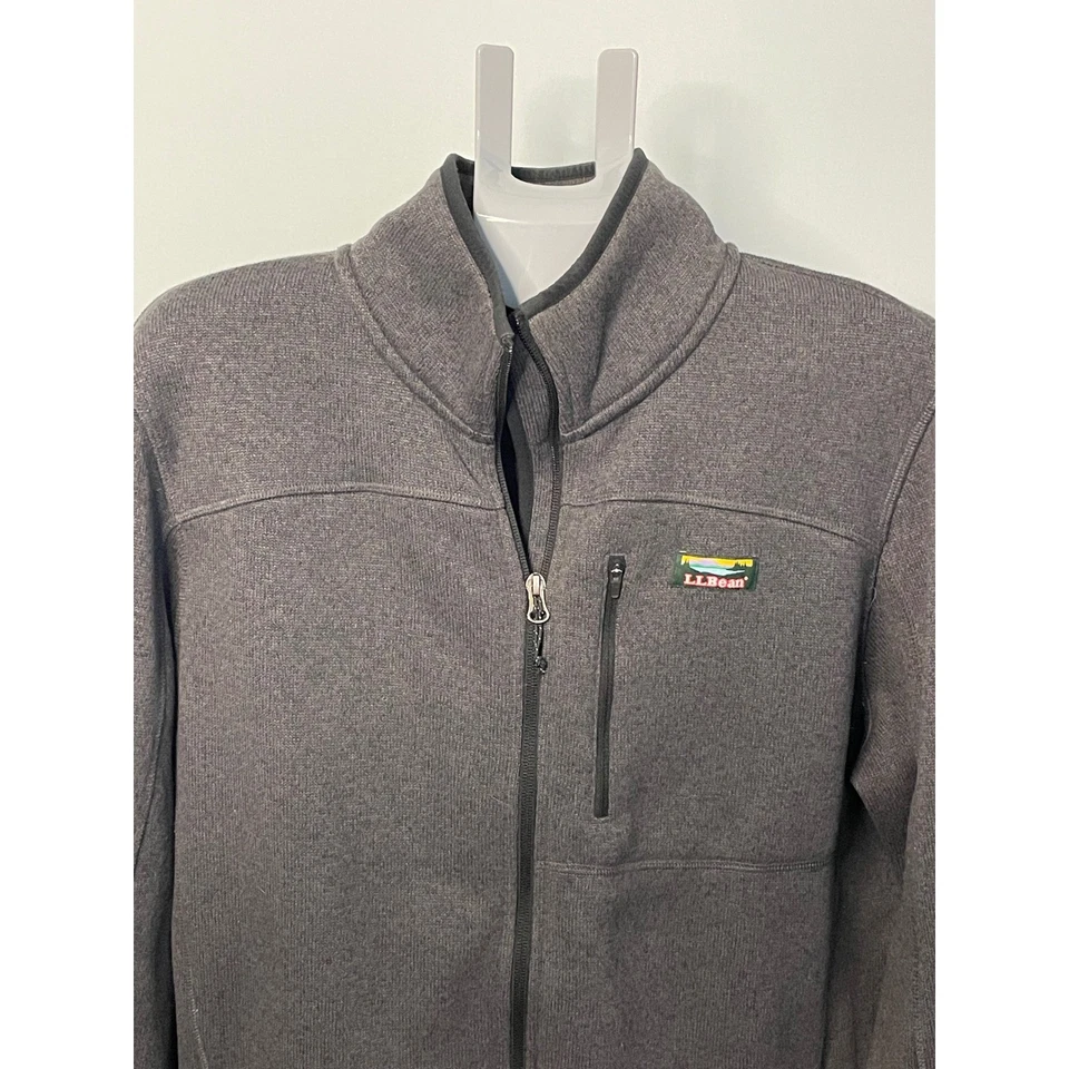 L.L.Bean Mens Gray Fleece Full Zip Jacket Tall Layering Outdoor LARGE - Image 2 of 4
