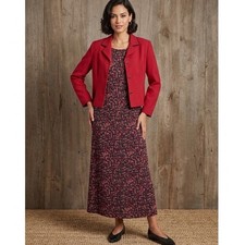 White Stag Red Abstract Print Maxi Dress & Cropped Blazer 2 Piece Set Womens 10