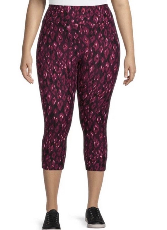 Terra and Sky Cheetah Pink High Rise Capri Leggings 2X (20W-22W) ) NWT