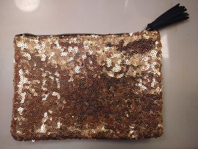 Sparkly Gold Ipsy Bag With Black Tassel 