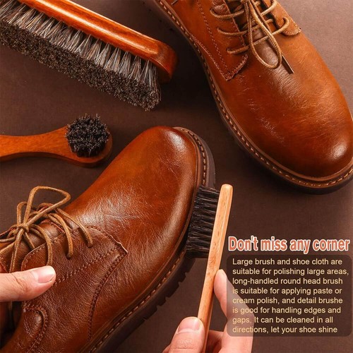 3X Shoe Brush Care Kit with Microfiber Shoe Cloth Boots Shoes Sneakers Polishing - Picture 6 of 10