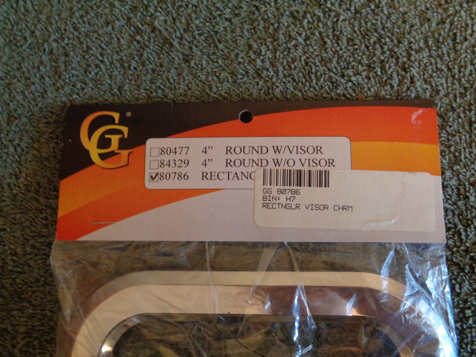 NOS 1998 GG Grand General 80786 Rectangle Visor Cover Chrome (plastic) H4