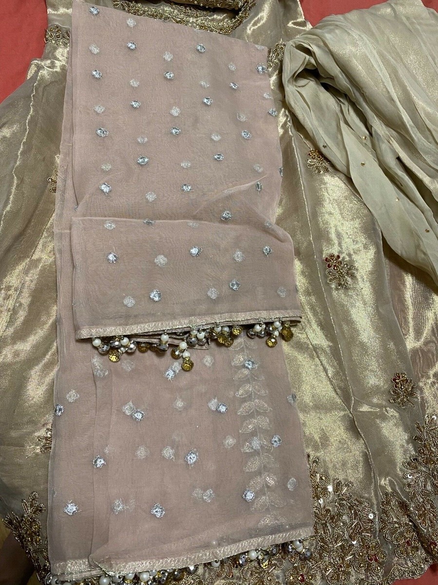 パキスタン フェンシーブティークドレス 新作 sharara Pakistani Indian Designer peplum frock with gharara pants