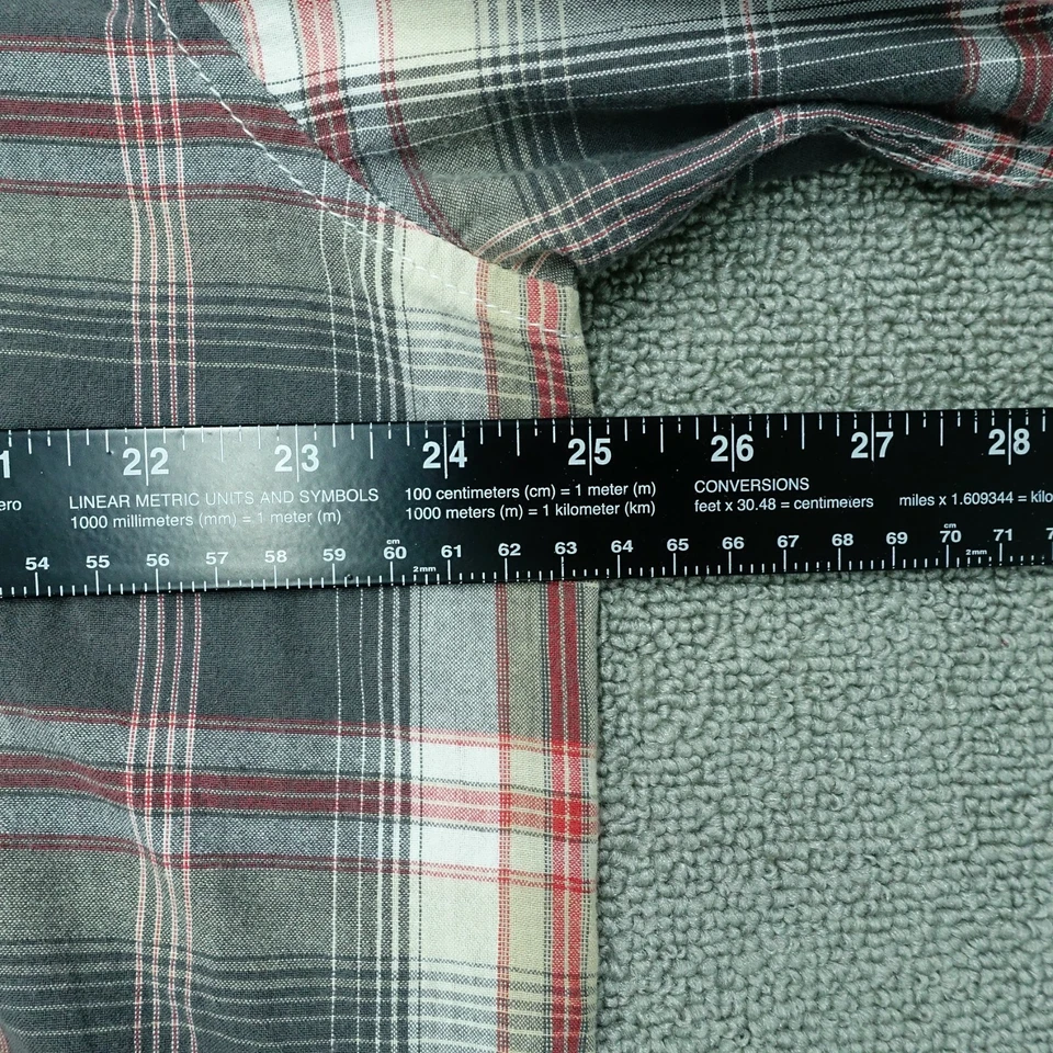 Mambo Australia Camisa Abotonada Hombre Talla XL Gris Rojo Cuadros Algodón Rollo Tab Foto 4 de 4