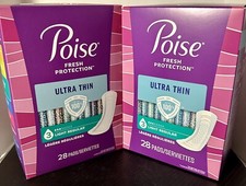 2 - Poise Ultra Thin Pads Regular Light 28ct Each, Sealed, Brand New