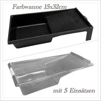 Profi Farbwanne 15X 32Cm Mit 5 EinsäTzen,Lackwanne, Rollen, Walze, Antifouling