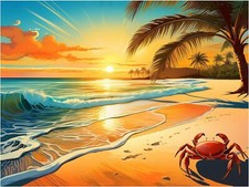 Tile Mural Seascape Ocean Waves Beach Palm Kitchen Bathroom Shower Backsplash