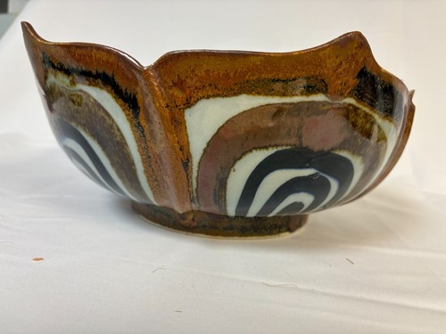 Ceramic Lotus Bowl Large Handmade Artisan Ken Edwards from Mexico Signed 1970s - Picture 5 of 8