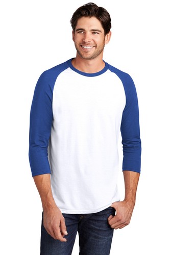 District DM136 Men's Perfect Tri 3/4-Sleeve Raglan Stylish Top T-Shirt - Picture 6 of 14