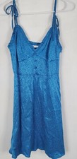 Zara Womens Adjustable Tank Blue Dress Size S Shiney Blue Cheetah