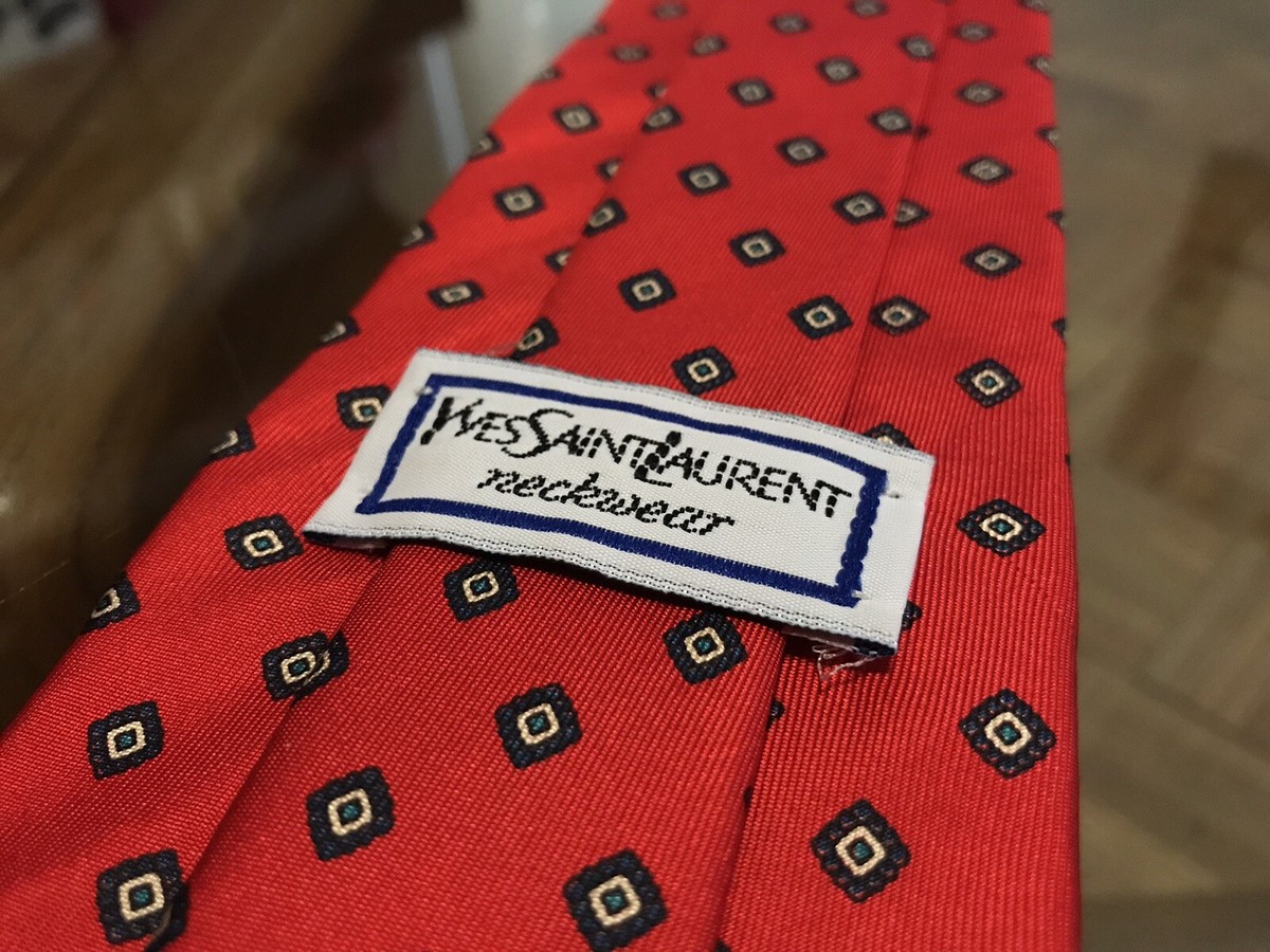 SAINT LAURENT　24AW　ルック6　サテンネクタイ　レッド Yves Saint Laurent Silk Tie Made in USA YSL Designers Neckwear | eBay