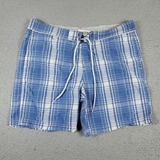 Tommy Hilfiger Shorts Mens Medium Blue Plaid Beach Swim Trunks Board Shorts
