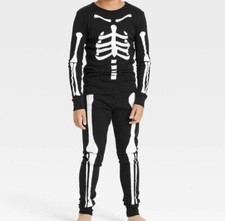 Kids' Size 6 Halloween Skeleton Snug Fit Pajama Set - Black - Shirt  Pants