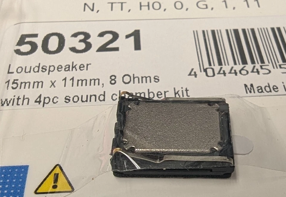 ESU 50321 LokSound Sugar Cube Speaker ~ 15mm x 11mm 8 Ohms With Sound Chamber  - Image 2 of 4