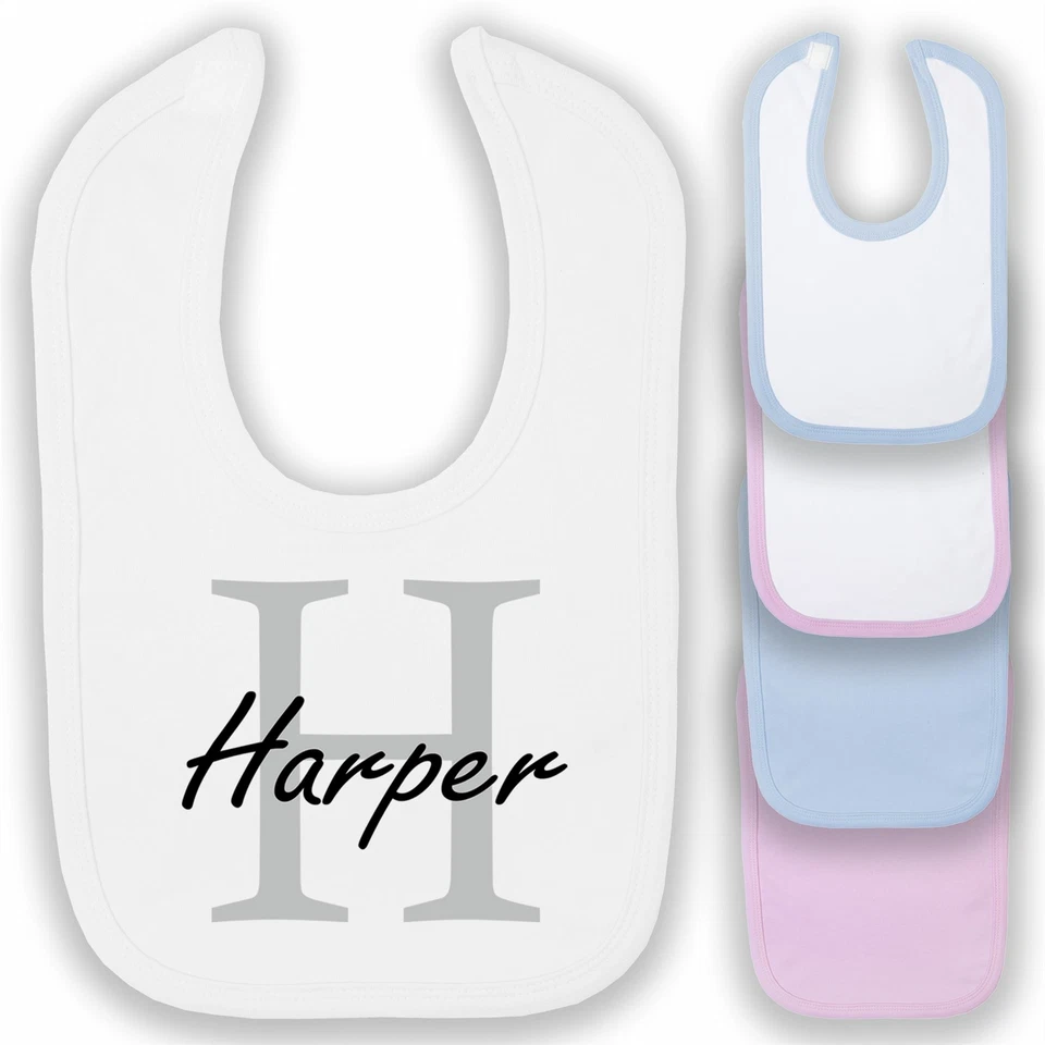 BABYSTITCHING Personalisiertes Baby Lätzchen mit Buchstaben & Namen bedruckt Geschenk individuell