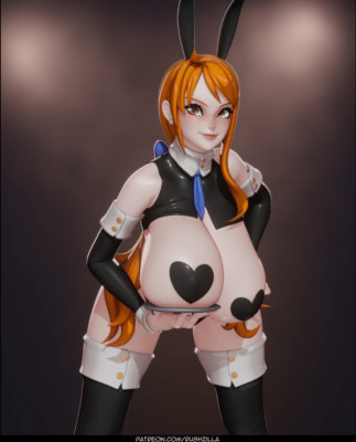 Rushzilla Reverse Bunny Suit Nami from One Piece Anime 3d Printed resin figure