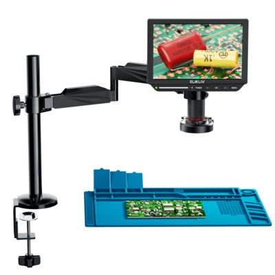 Elikliv 4K Soldering Digital Microscope 2000X 10.1'' 52MP & Flexible Arm Stand