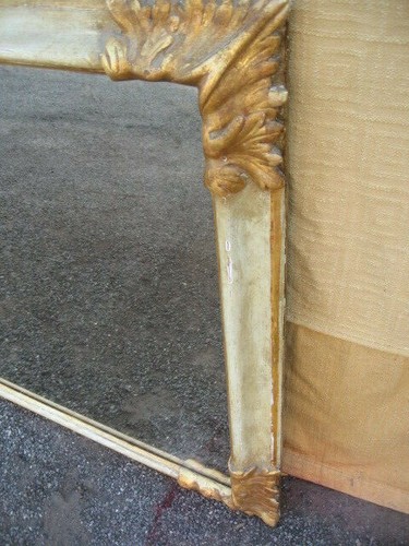 SPECCHIERA LACCATA COLOR PANNA E ANGOLI DORATI - SPECCHIO ANTICATO - 1950 EMILIA - Foto 8 di 12
