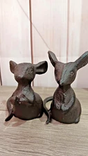 Antique Vintage Cast Iron Mouse Pair