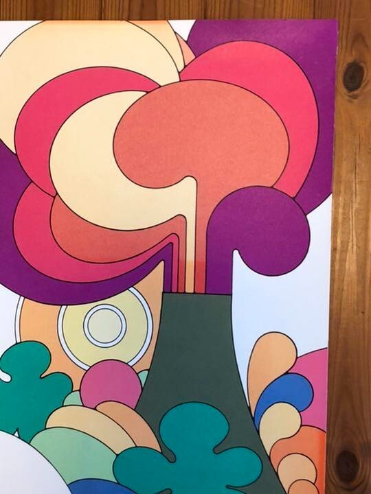 Continental Airlines Hawaii Peter Max 1970's Real Original Surfer