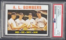 1964 Topps AL Bombers BASEBALL  Card- Roger Maris/Mickey Mantle/Kaline- PSA 6 EX