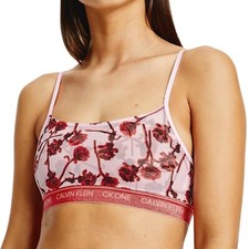 CALVIN KLEIN CK One Unlined Bralette sz M Medium Pink Red Roses Valentines